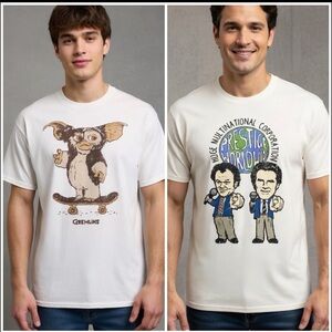 Bundle of 2 Men’s Graphic T Shirts Gremlins Movie Skateboarding & Stepbrothers